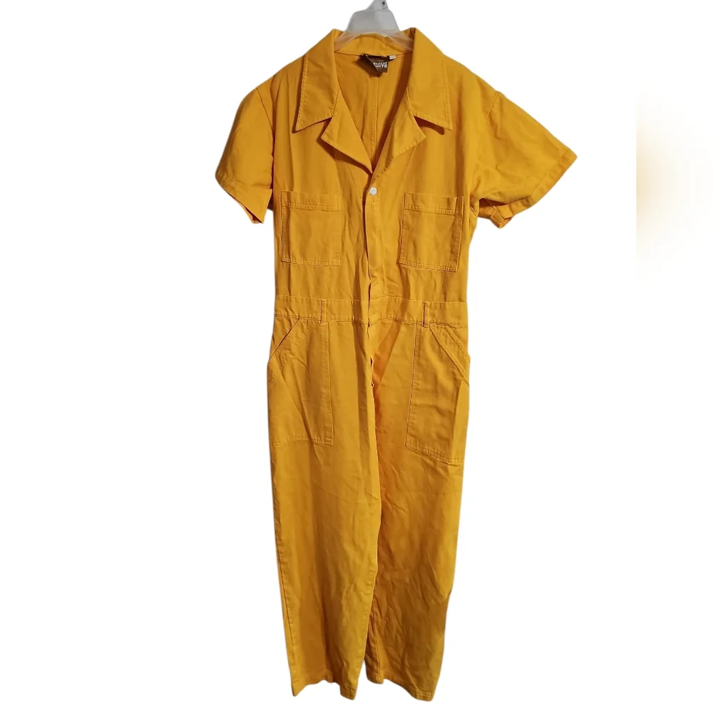Big Bud Press 1XL Sunshine Yellow Short Sleeve Jumpsuit Utility Workwear LA HTF - Picture 2 of 6